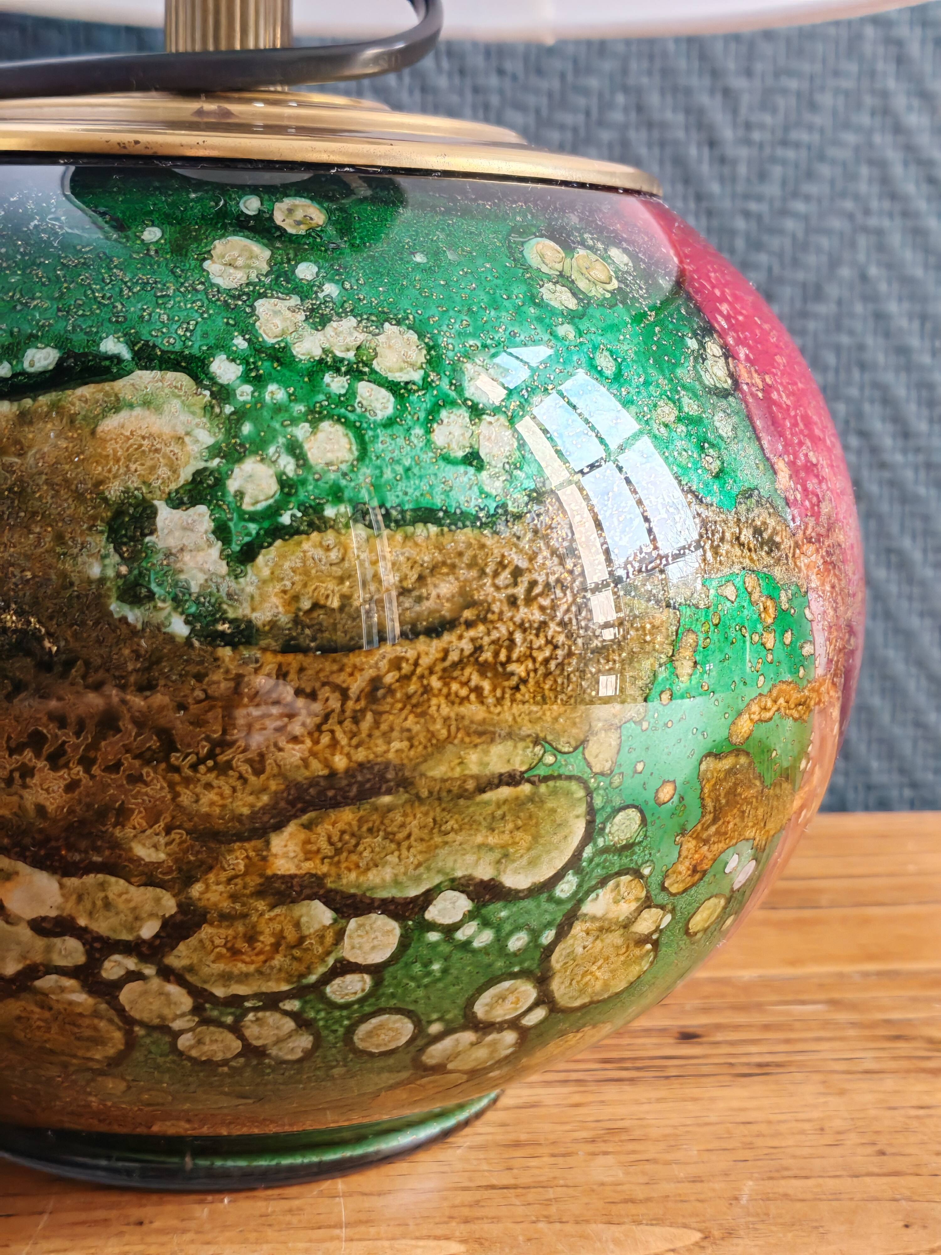 Lamp "Laque Line" Jean-Noël Bouillet (JNB) - Painted Glass Globe Signed