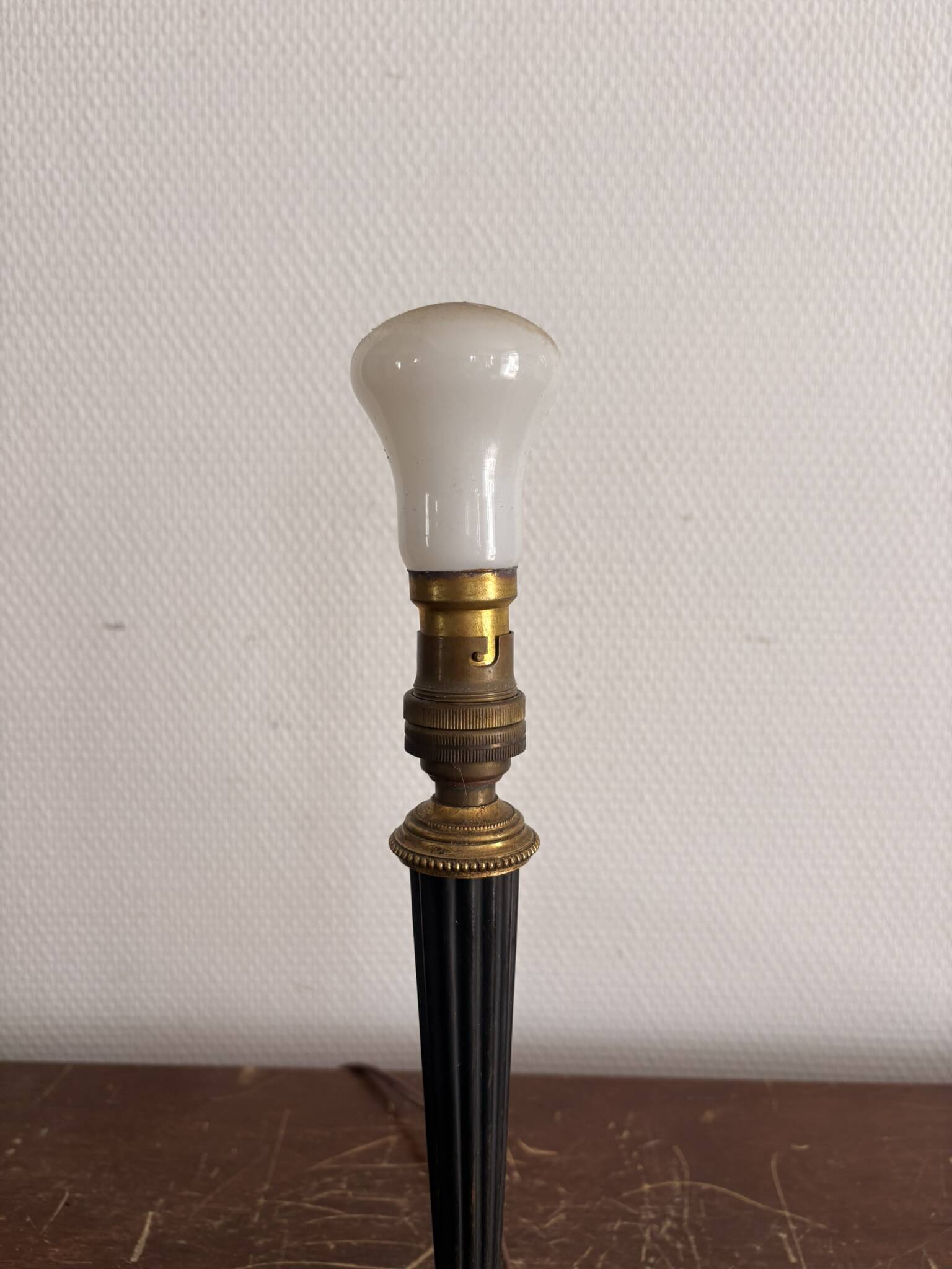 Antique Neo-Classical Column Candle Holder Brass Empire Lamp