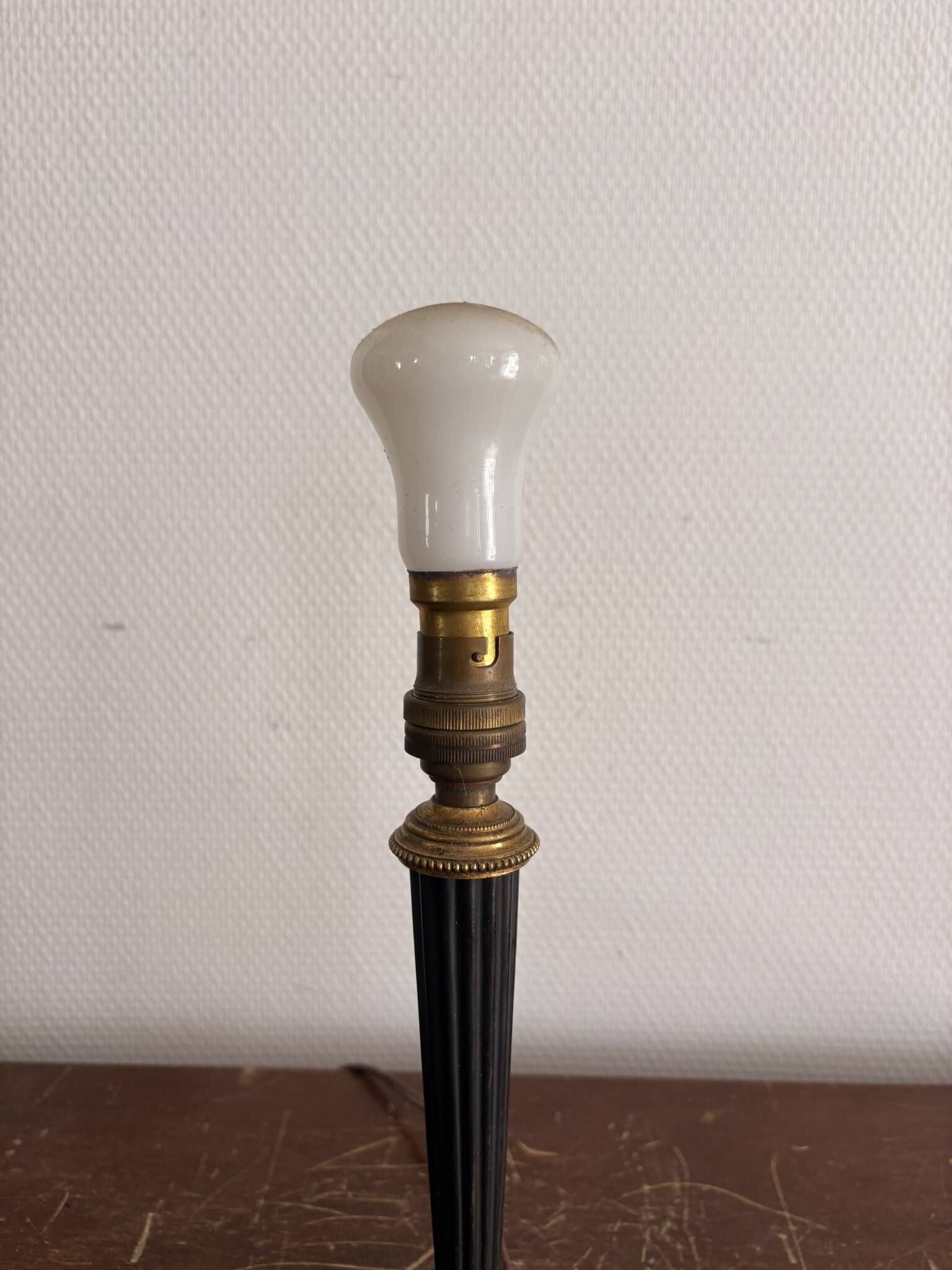 Antique Neo-Classical Column Candle Holder Brass Empire Lamp