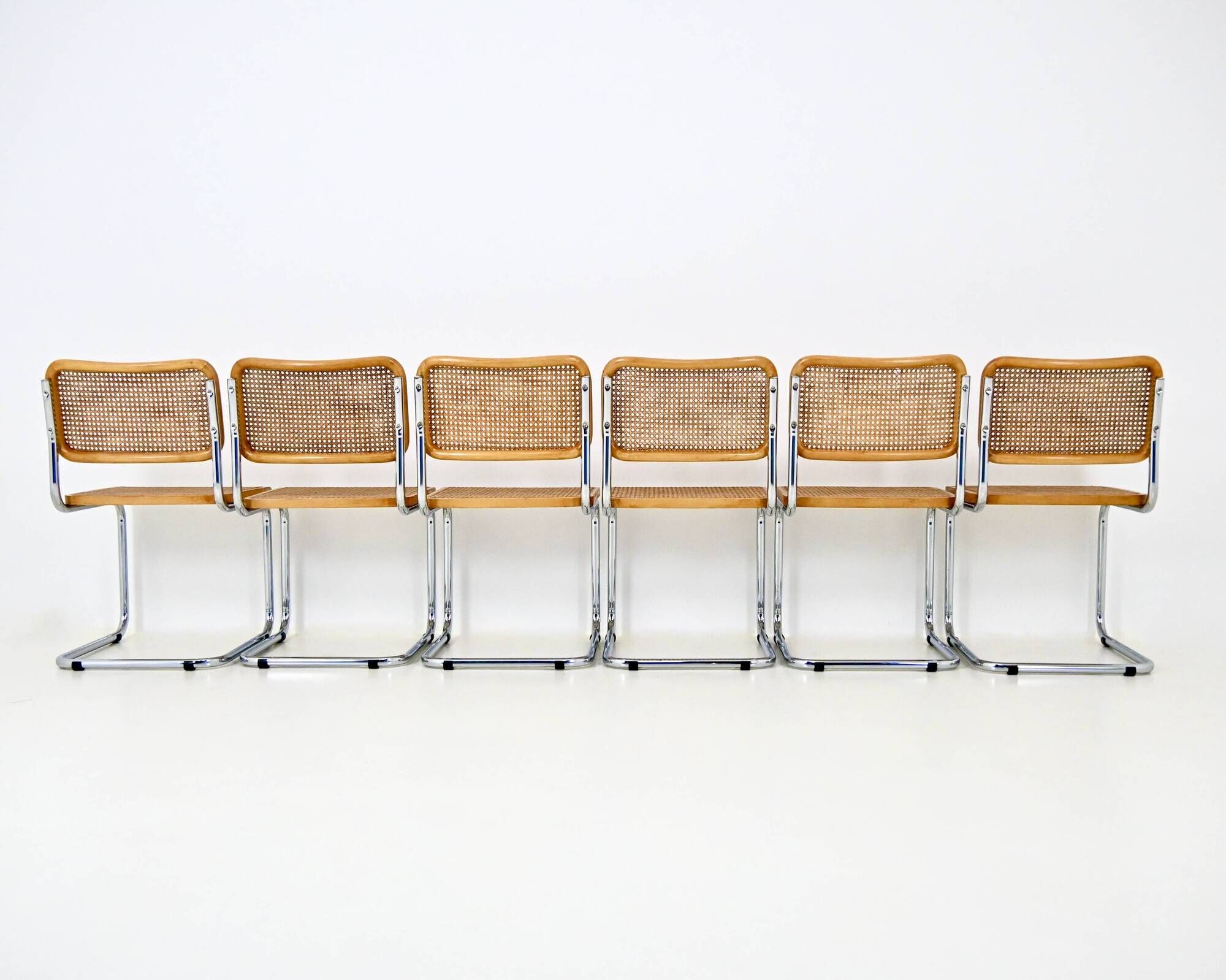Set of 6 B32 style dining chairs by Marcel Breuer.