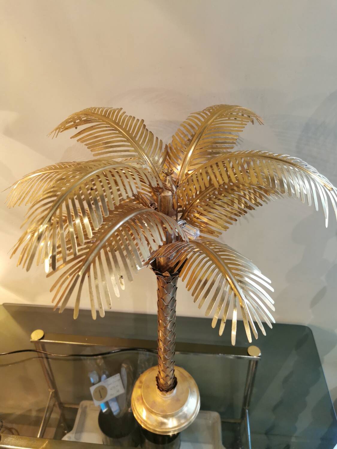 Solid brass palm tree lamp