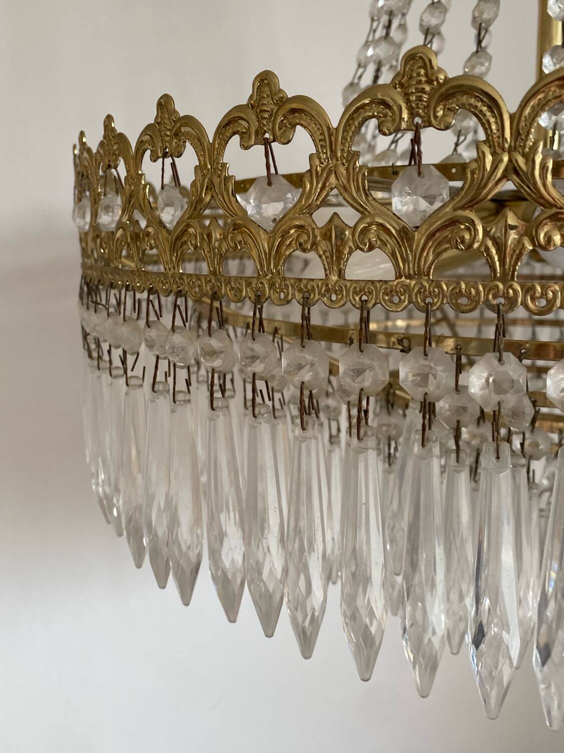 Antique brass hot air balloon chandelier with tassels