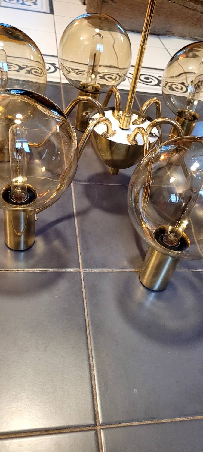 6-arm Scandinavian chandelier, 1960s, Hans Agne Jakobsson model T372/12