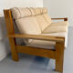 Three-seater canapé in solid oak with Scandinavian design fabric from the 1970s.