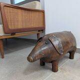 Leather pig ottoman  att dimitri omersa, 1960s
