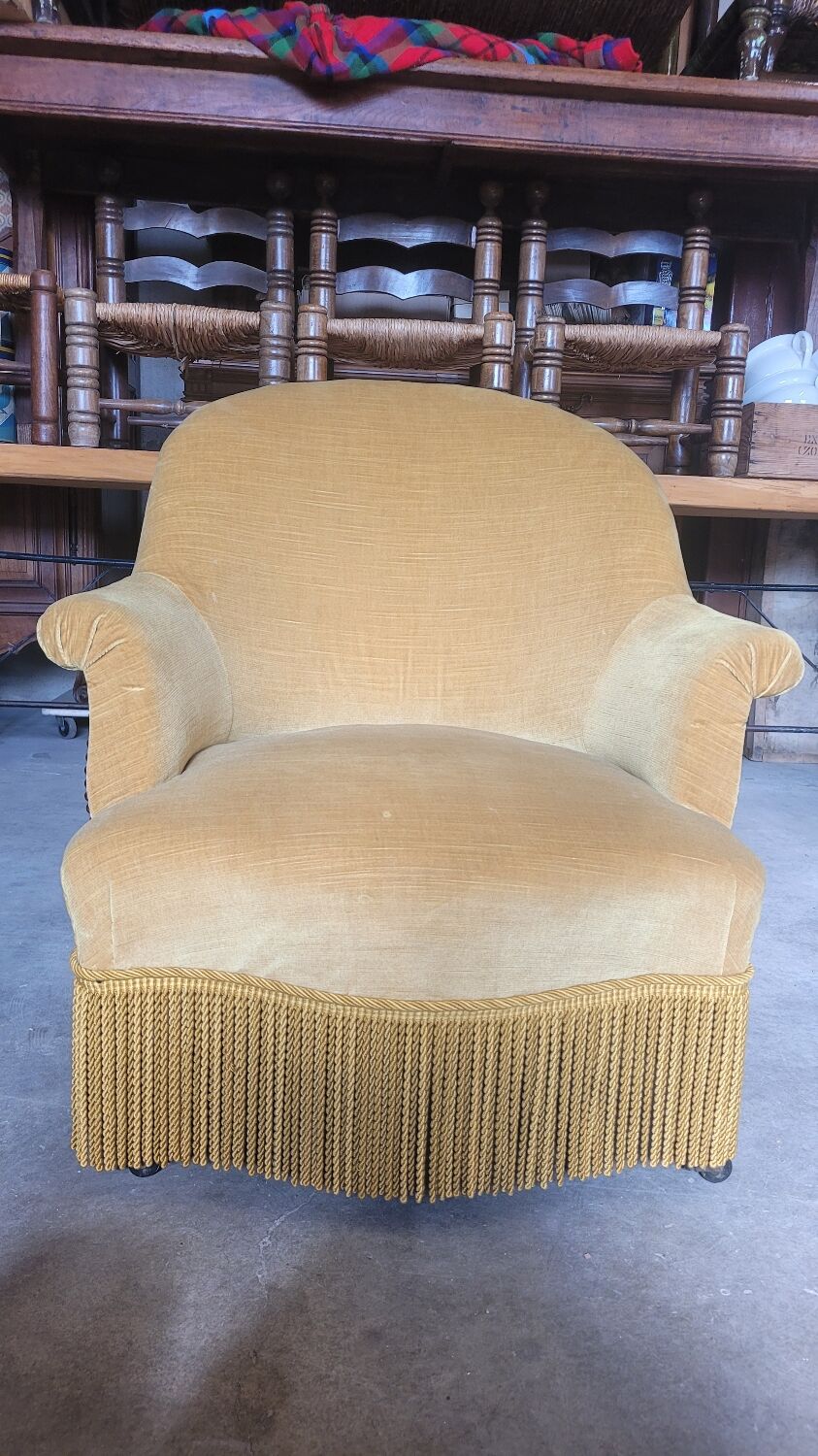 Toad armchair velvet period Napoleon III 19th