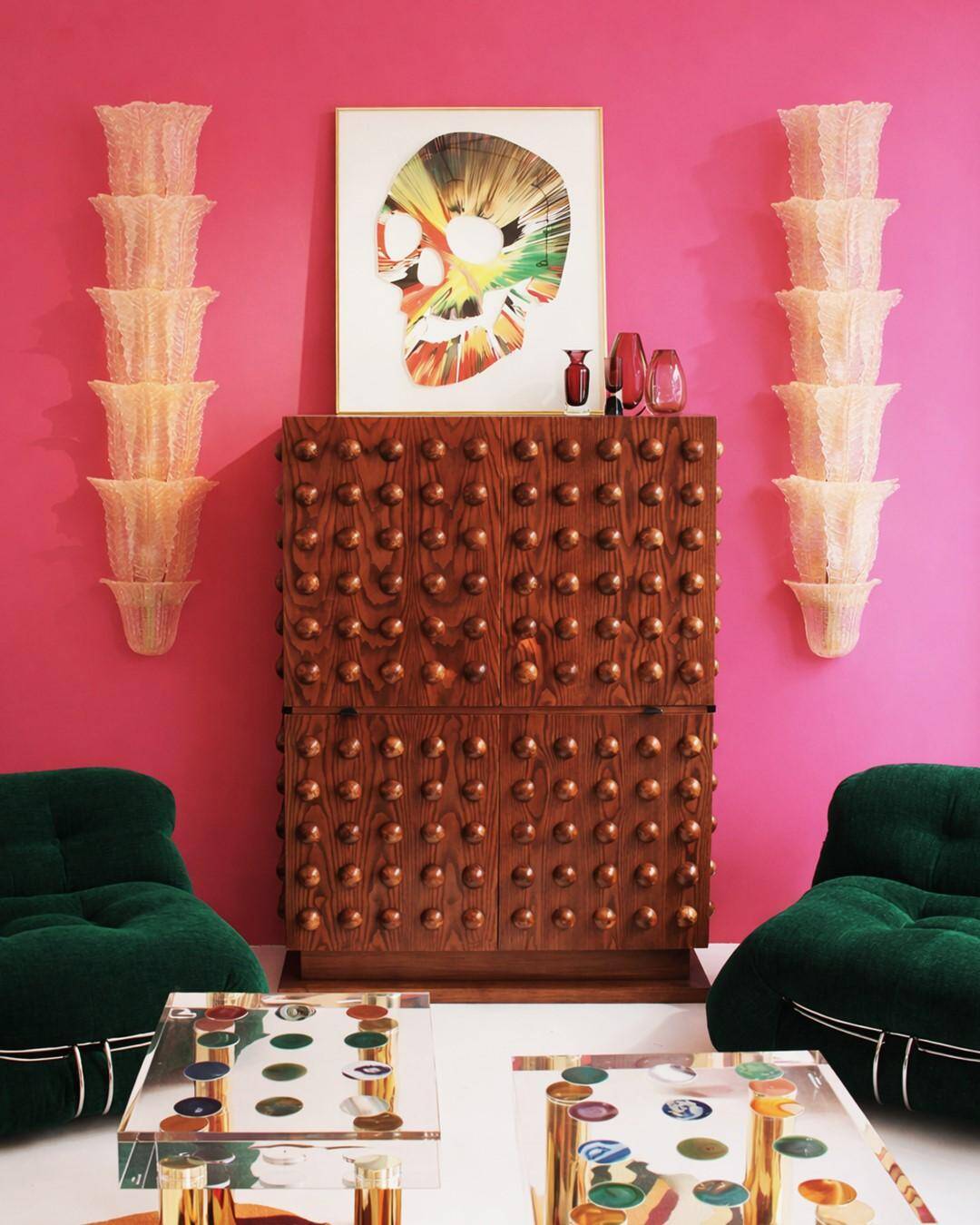 Brutalist Style Italian Dry Bar made of Wood and Glass, Drinks Cabinet