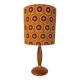 Mid-century wooden table lamp, retro-pop saffron print