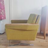 Fauteuil cube cantilever vintage années 50-60 vert anis