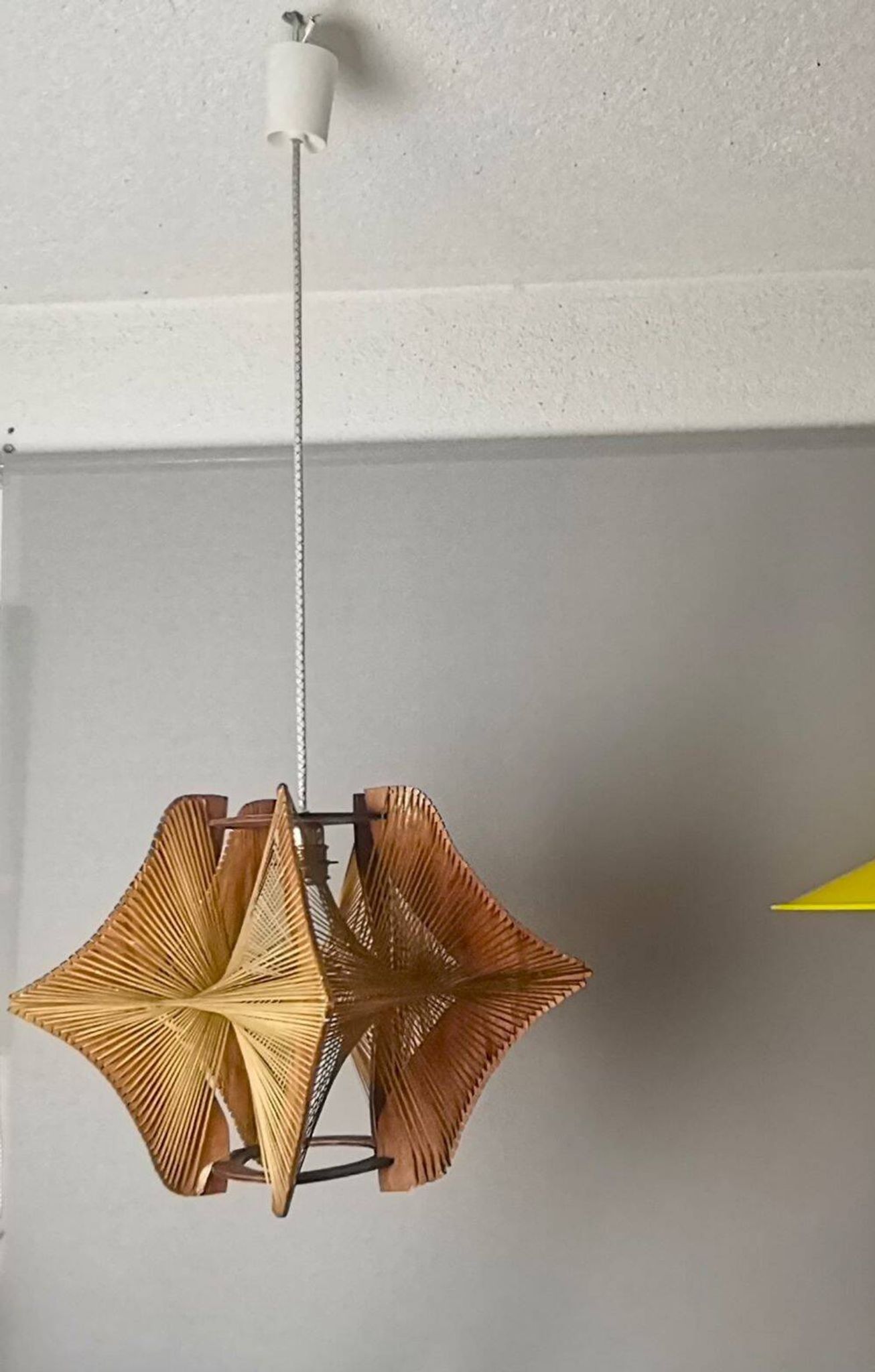 Large futuristic  wooden hanging lamp 1960s