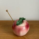Peach-shaped slip sugar bowl