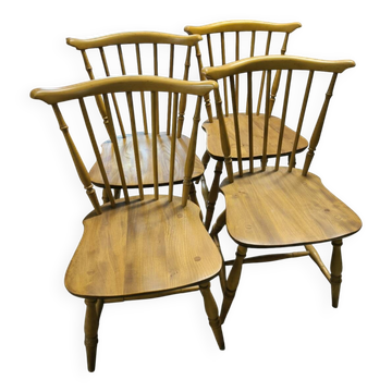 Set of 4 ERCOL chairs, Elm and Beech, 1960