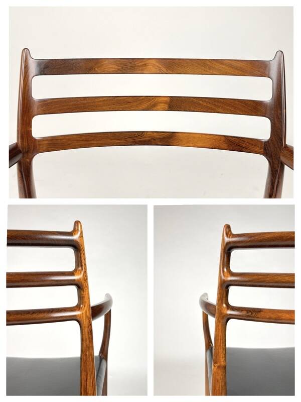 Danish Modern roosewood and leather Mod. 62 Niels Møller chair, 1962