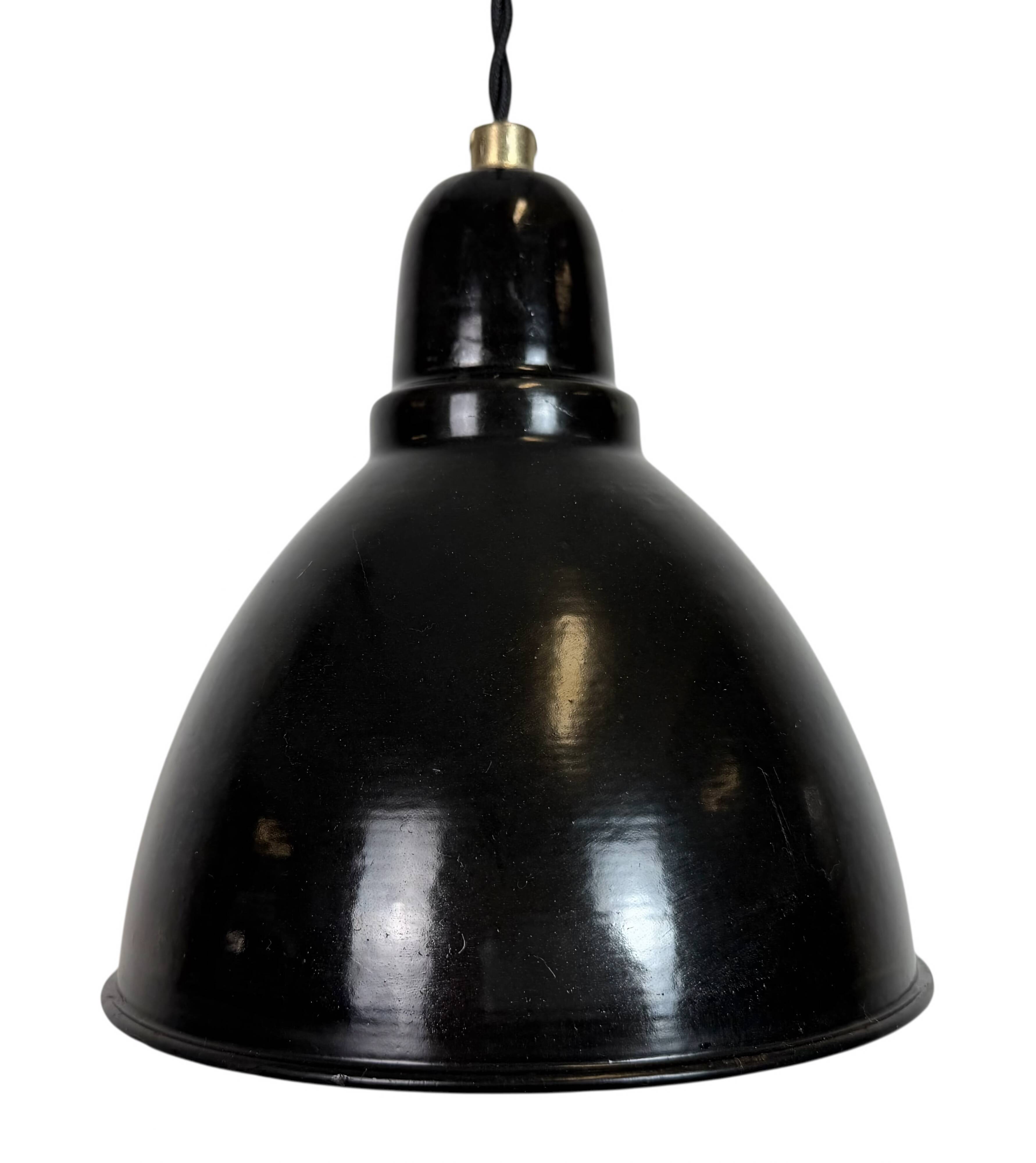 Small Industrial Black Enamel Ceiling Lamp, 1950s