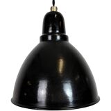 Small Industrial Black Enamel Ceiling Lamp, 1950s