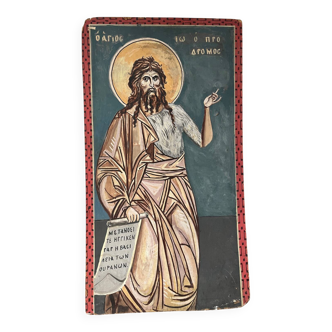 Greek god, oil on cardboard, icon