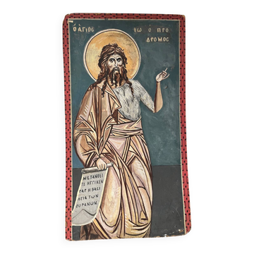 Greek god, oil on cardboard, icon