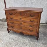 4 drawer chest of drawers in walnut with red marble top from the 19th century