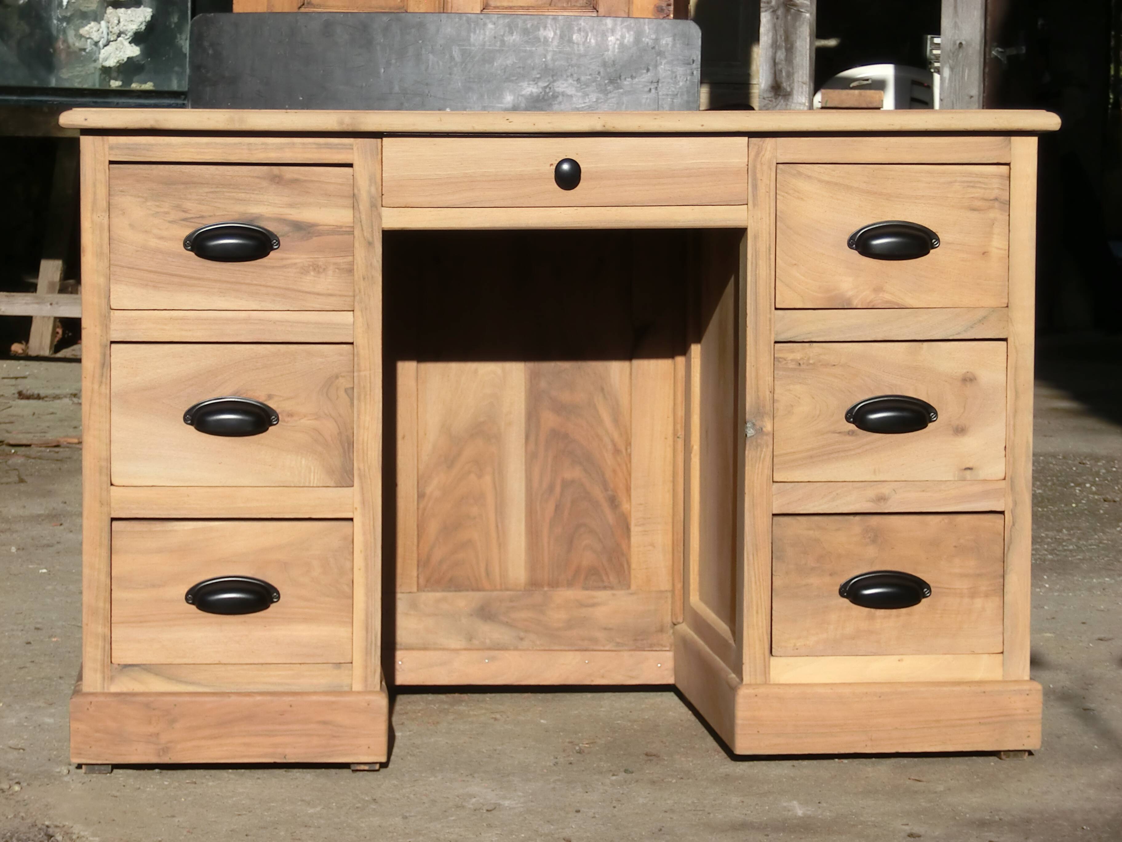 Magnificent old professional desk counter made of solid light walnut.
