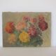 Table flowers oil on vintage canvas