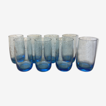 8 verres vintage bleus