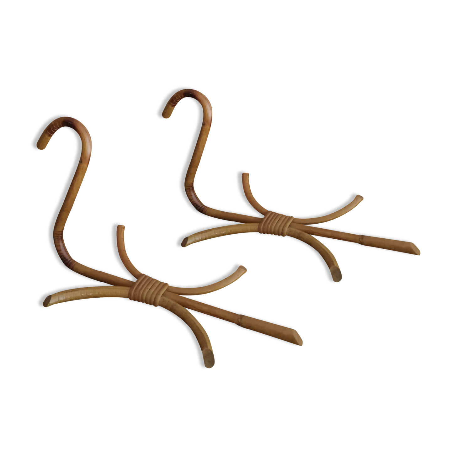 Curved wooden coat holders pair