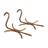 Curved wooden coat holders pair