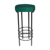 Contemporary aluminum stool and green/blue velvet