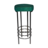 Contemporary aluminum stool and green/blue velvet