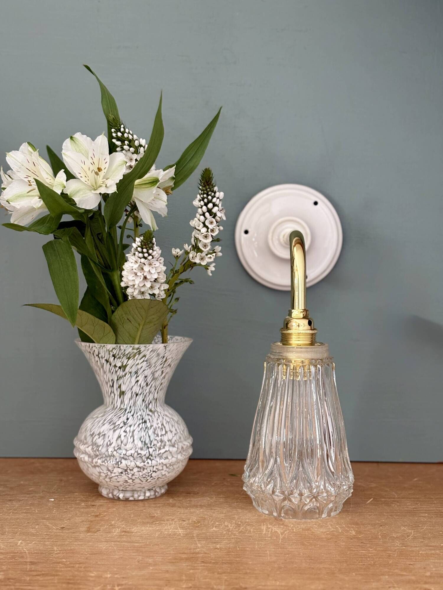 Vintage cut glass tulip wall light