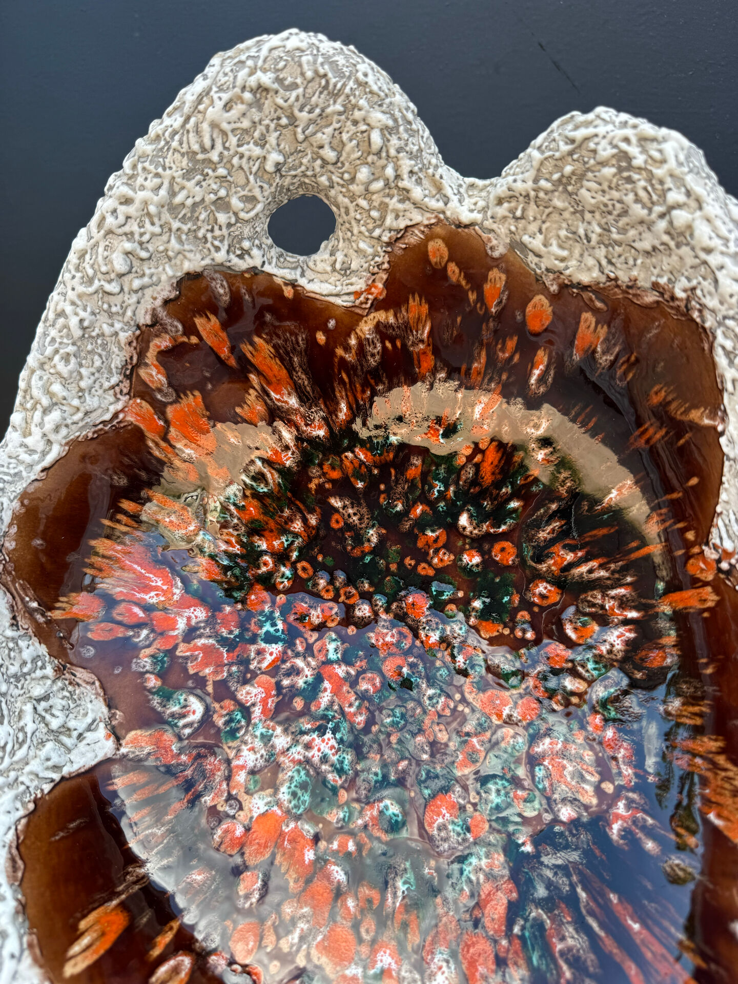 Large ceramic bowl lava Vallauris 1970s