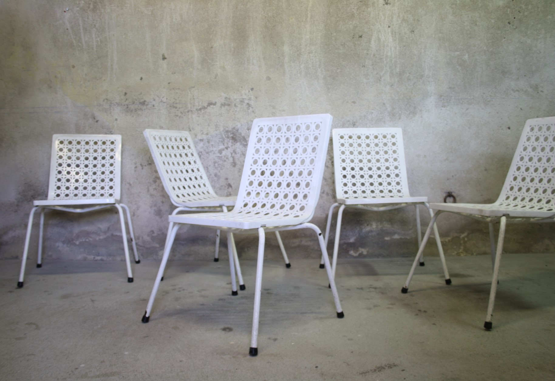 Set of five vintage patio chairs