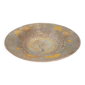 Coupe sur Piédouche / Coupelle Vintage en Laiton Ciselé — Motif Paon