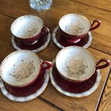 4 tasses et soucoupes signées andre dressinval