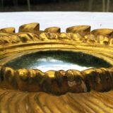 Ancien miroir soleil bombé bois doré "oeil de sorcière"