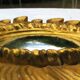Old mirror sun domed golden wood "witch's eye"