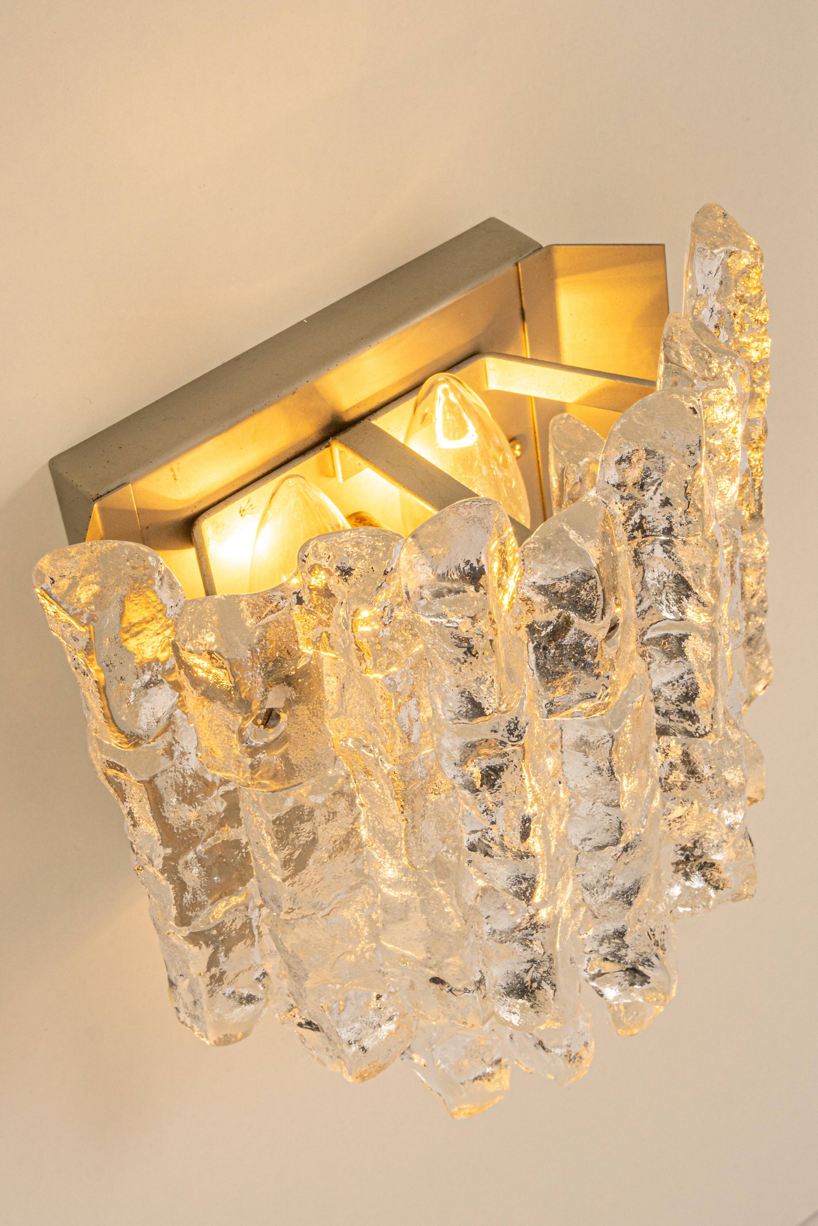 Pair of large Kalmar Murano wall sconces, Austria, 1960s.