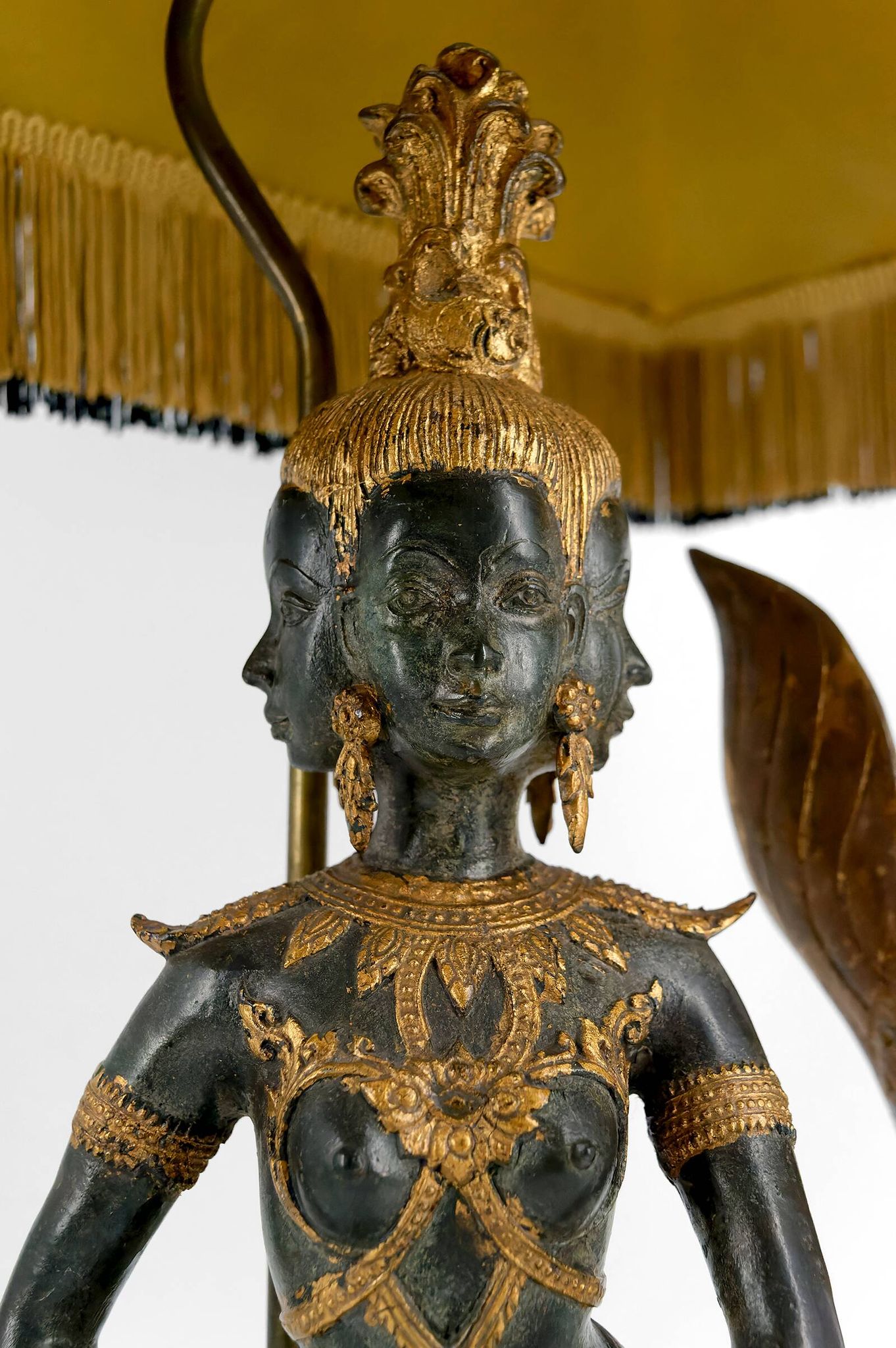 Sculptural Lamp in Bronze with double green and gold patina, Suvannamaccha