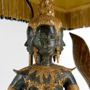 Sculptural Lamp in Bronze with double green and gold patina, Suvannamaccha