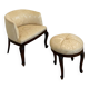 An antique Italian bar chair and a matching tufted vanity stool.