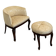 An antique Italian bar chair and a matching tufted vanity stool.