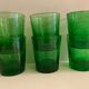 6 green whiskey glasses, bubbles and Biot soufflés