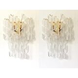 Paire d’appliques murales en verre de murano transparentes « ricci »