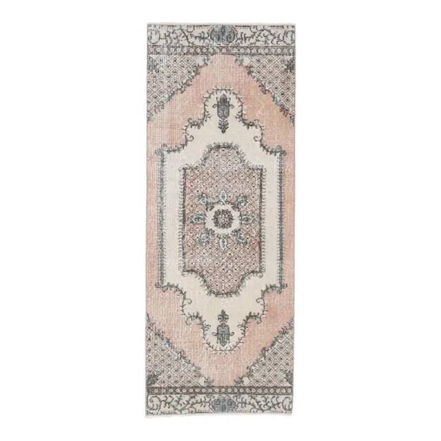 1970s Turkish Oushak Handmade Wool Cotton Orange Runner Rug 73x192