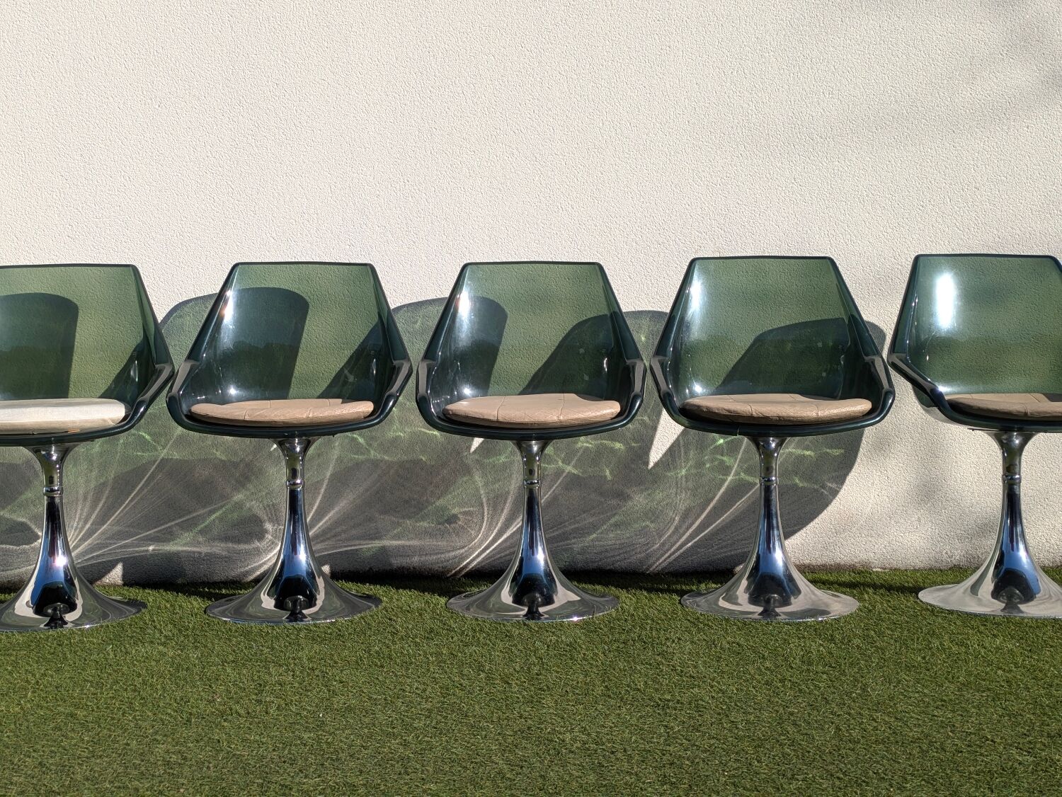 Oval dining table & 6 Gastone Rinaldi vintage chairs Roche Bobois