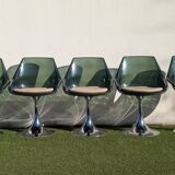 Oval dining table & 6 Gastone Rinaldi vintage chairs Roche Bobois