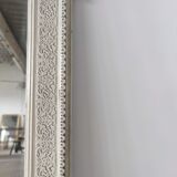 Rectangular mirror in light green lacquered wood with pediment H:1m39