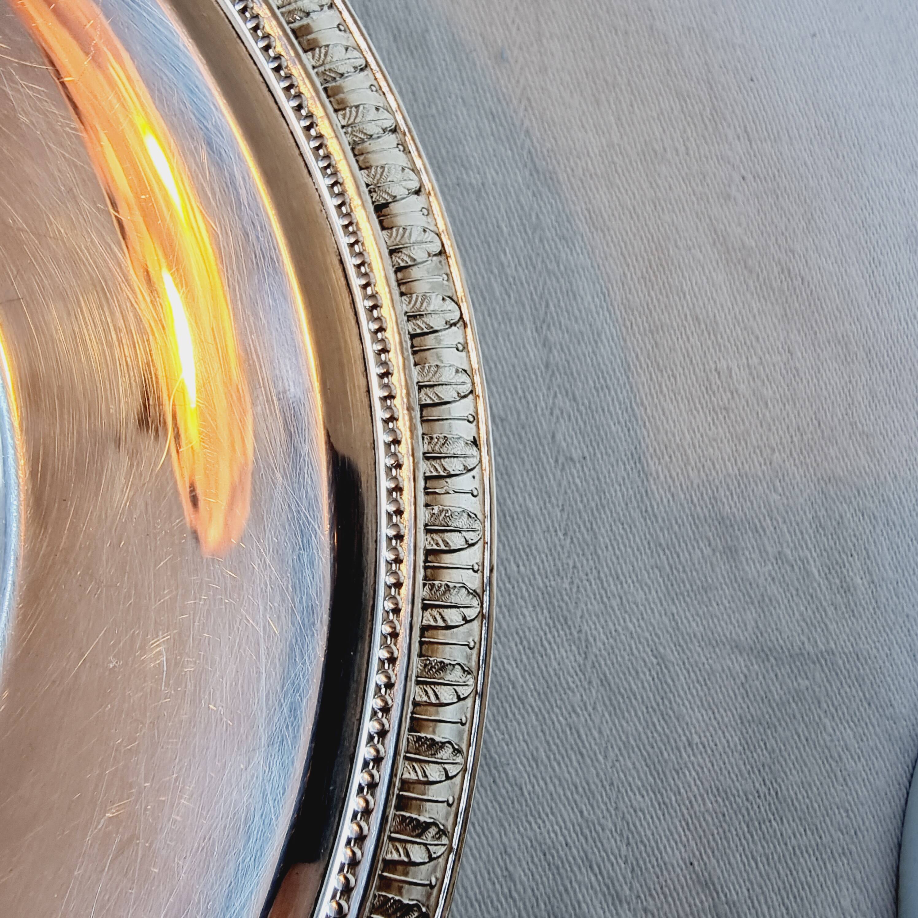 Oval silver metal tray Christofle Gallia Malmaison model