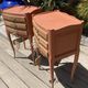 Pair of revamped bohemian / berber bedside tables with the heart "life is beautiful"