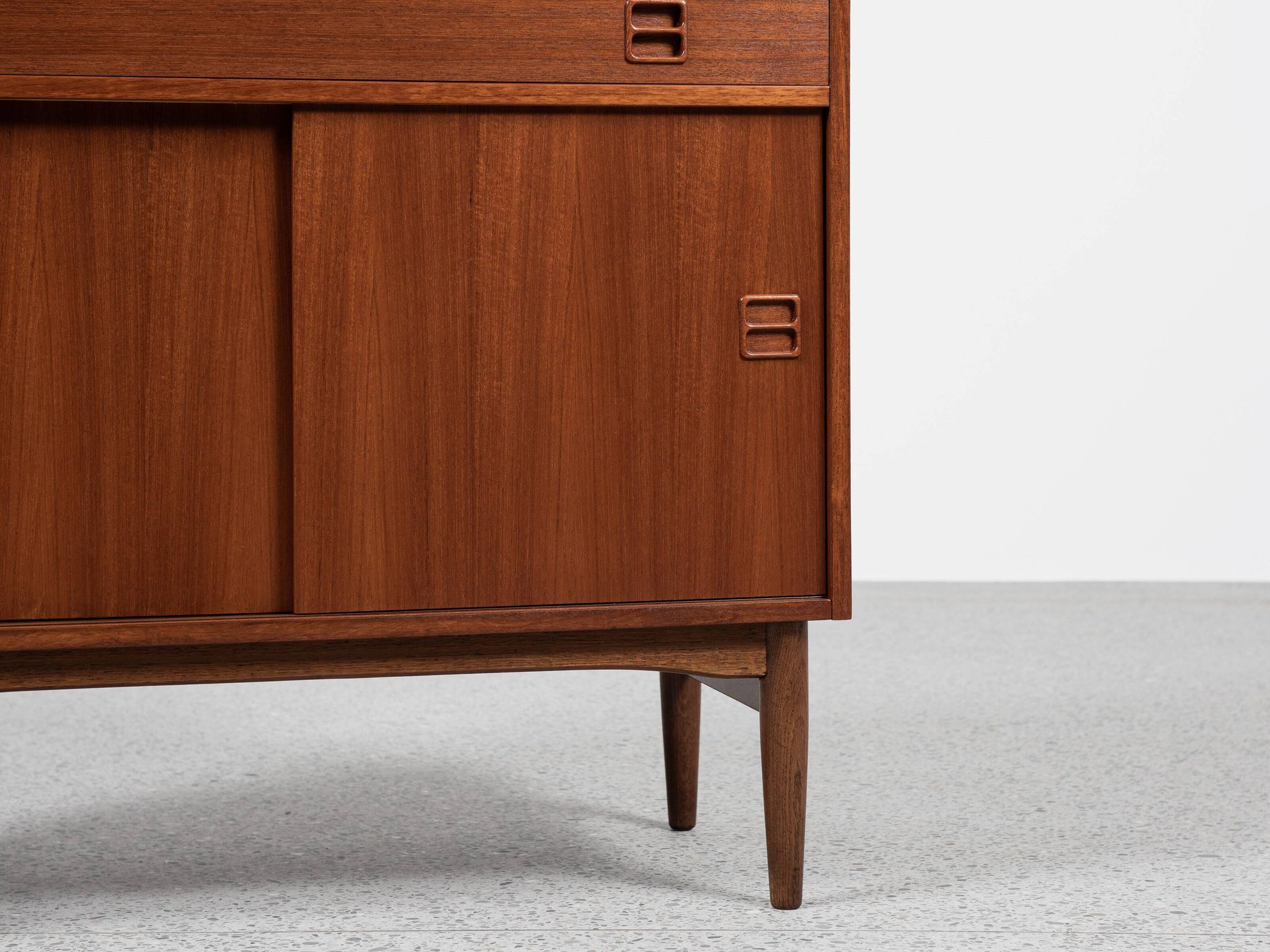 Midcentury Danish cabinet in teak with 1 drawer and 2 sliding doors 1960s
